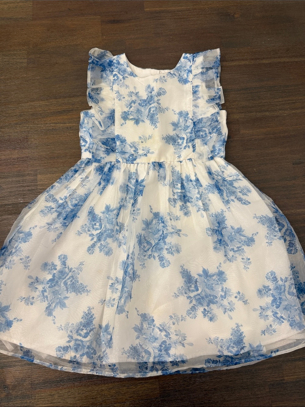 Pippa & Julie White Dress with Blue Floral Print